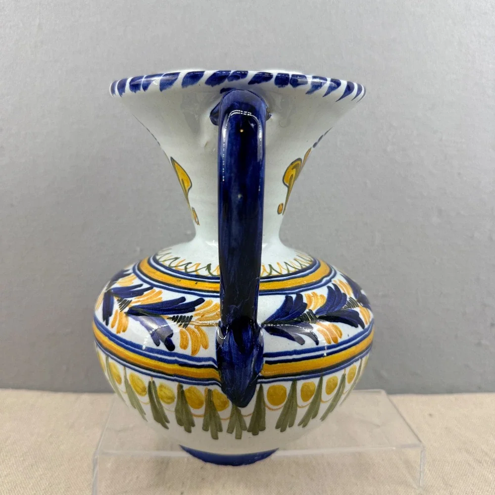Vintage Spanish Majolica Art‎ Pottery Pitcher Signed VE Monogram Espana